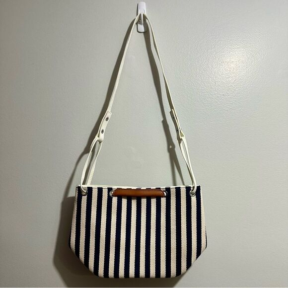 Striped Navy and White Shoulder Bag - Picture 1 of 4